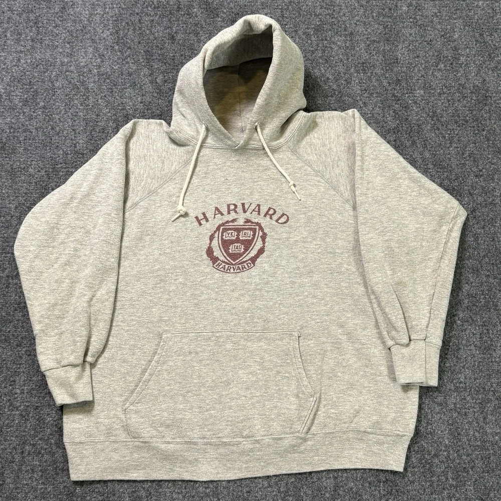 Vintage 1970s Harvard University Champion Blue Bar Hoodie Mens XL Gray USA 70s